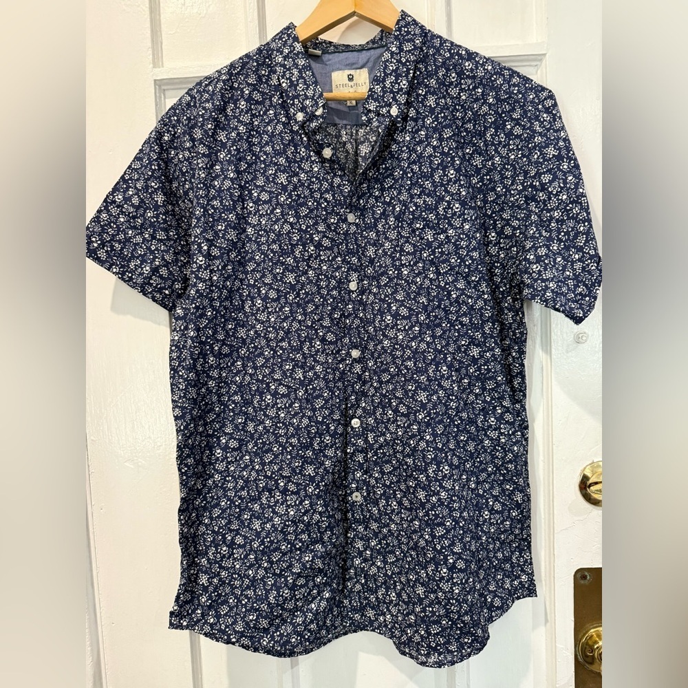 Navy Floral Button Down Shirt